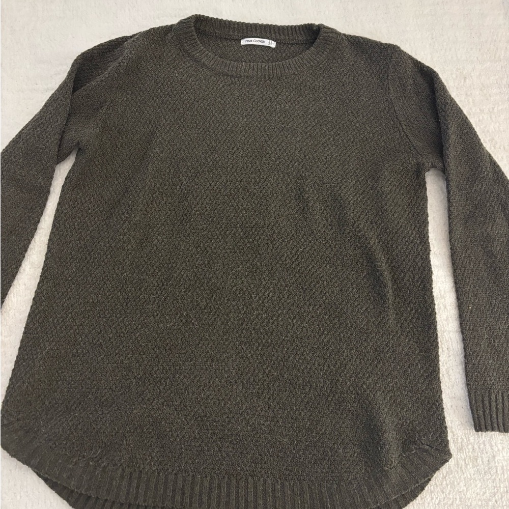 Pink Clover Textured Khaki Sweater
